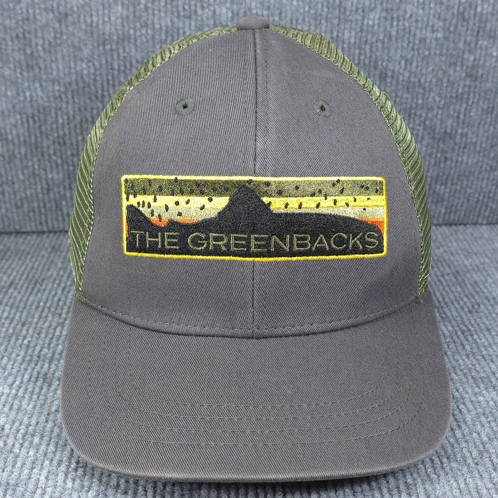 RepYourWater The Greenbacks Hat Snap Back Mens Grey Trout Fly Fishing Trucker